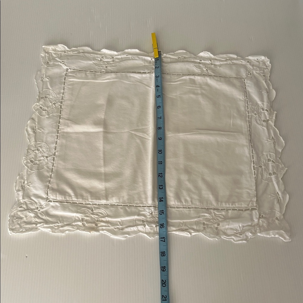 Vintage White Linen Decorative Pillow Sham - Picture 6 of 7